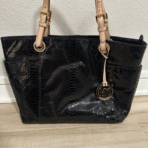 NEW - Michael Kors Black Snakeskin Tote Bag